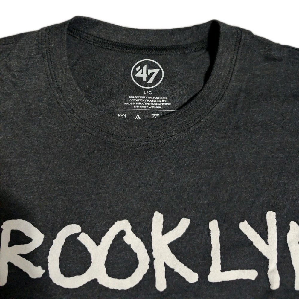 Brooklyn Nets '47 Brand City Edition Club T-Shirt Black NBA Graphic Tee Men's L - Picture 4 of 6